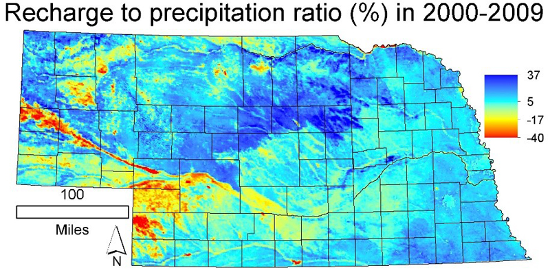 Recharge to Precipitation Ratio (%) 2000-2009
