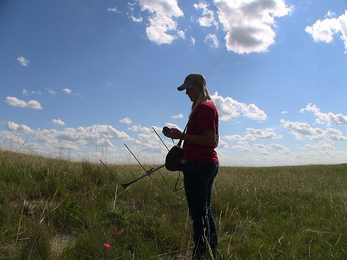 Jess uses GPS to keep track of the location of each hen and her brood.