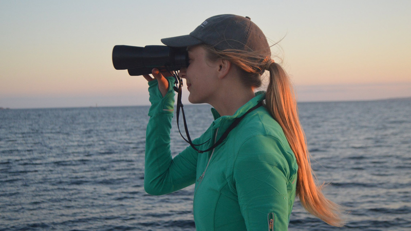 Alex observing at sunset