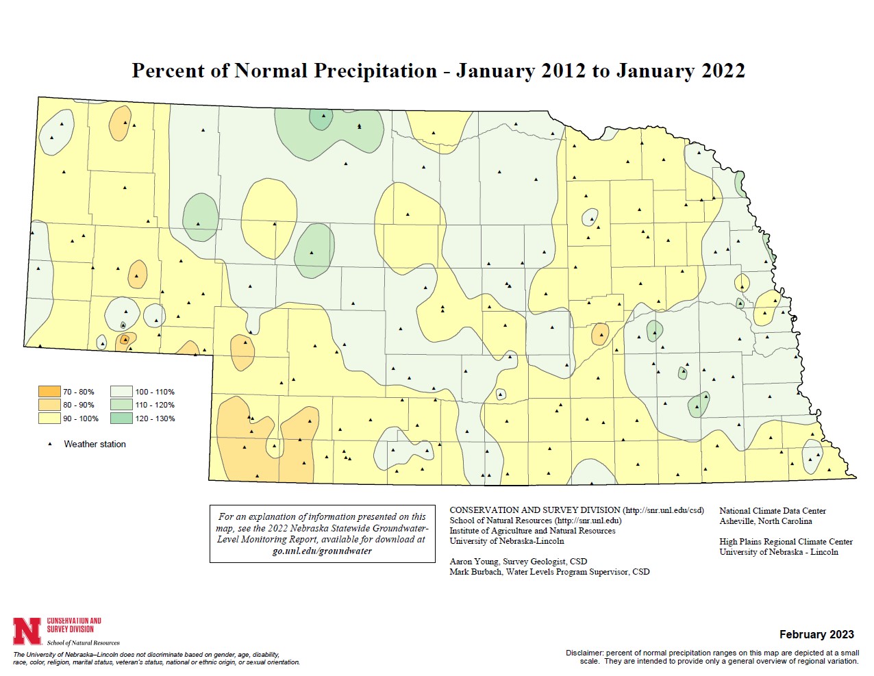 Percent of Normal Precipitation, January 2012 - January 2022