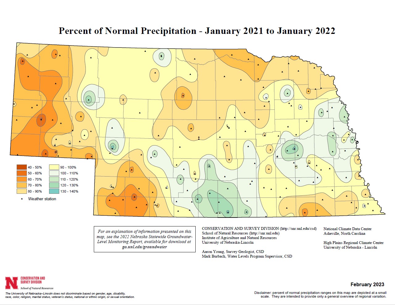 Percent of Normal Precipitation, January 2021 - January 2022