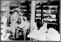 Carrie Barbour (sister of E.H. Barbour) working in lab, 1895.