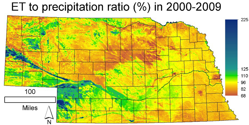 ET to Precipitation Ration(%) 2000-2009