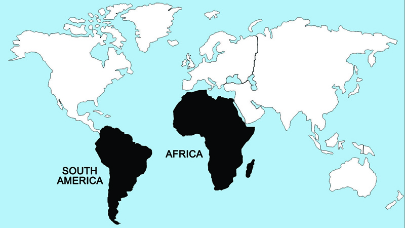Africa and South America