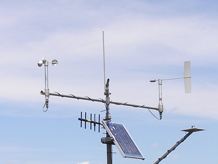 Anemometer and Windvane on a weather station.
