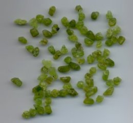 Rough peridot crystals, San Carlos Apache Reservation, Arizona. 