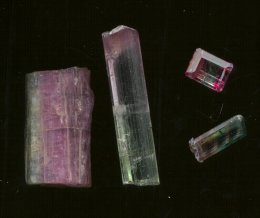 Party-colored and watermelon tourmaline (left).