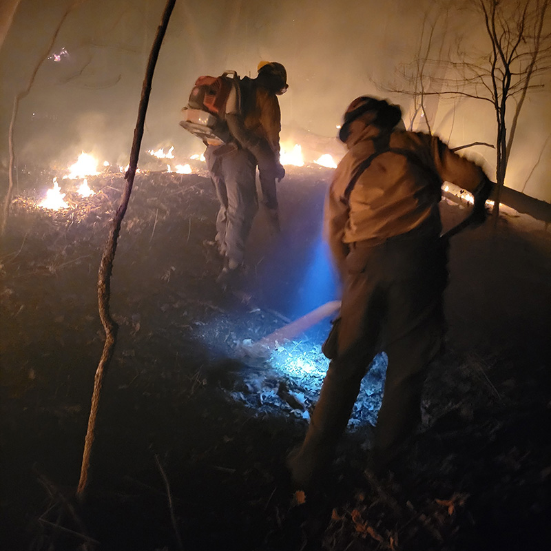 Carstens works to control a wildfire