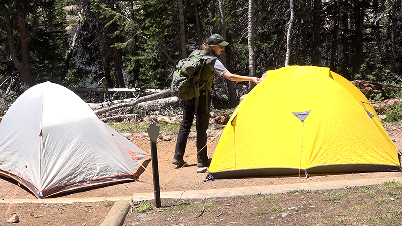 Kathryn Lenze checking wilderness campsites