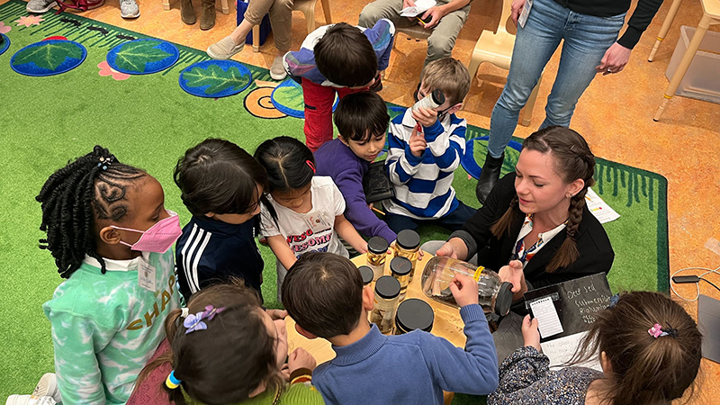 Rene Martin teaching 2nd and 3rd graders