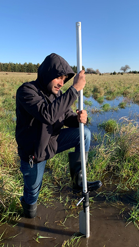 Aldi assisting sample collection in the field (Spring 2020)