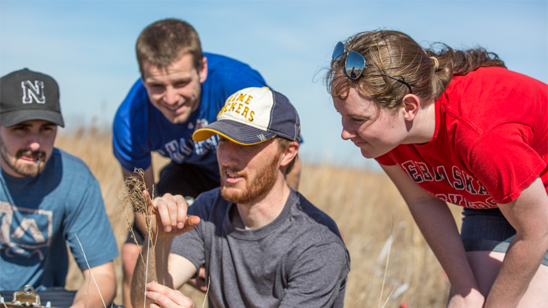 students in field