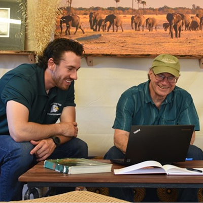 Jake Harvey with research colleague