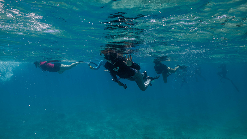 Rene Martin swimming in the Bahamas