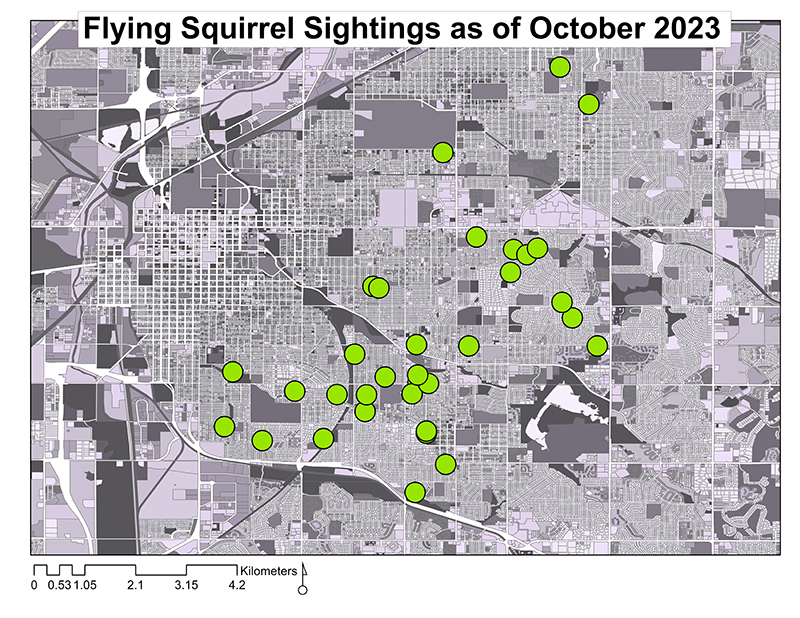 Citizen Science Flying Squirrel Siting map as of October 2023