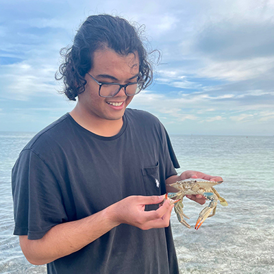 Student with crab