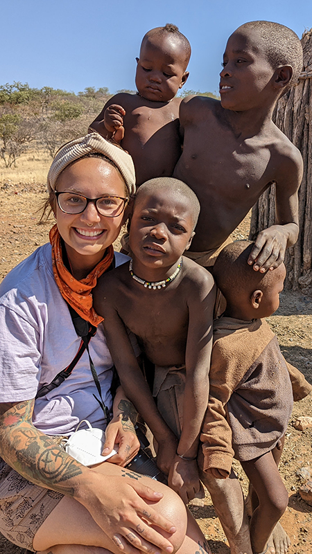 Student with children