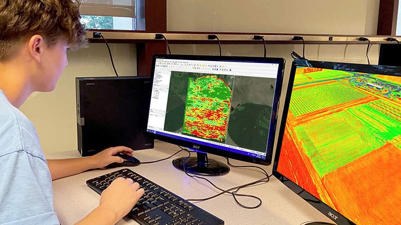 Student working on datamap